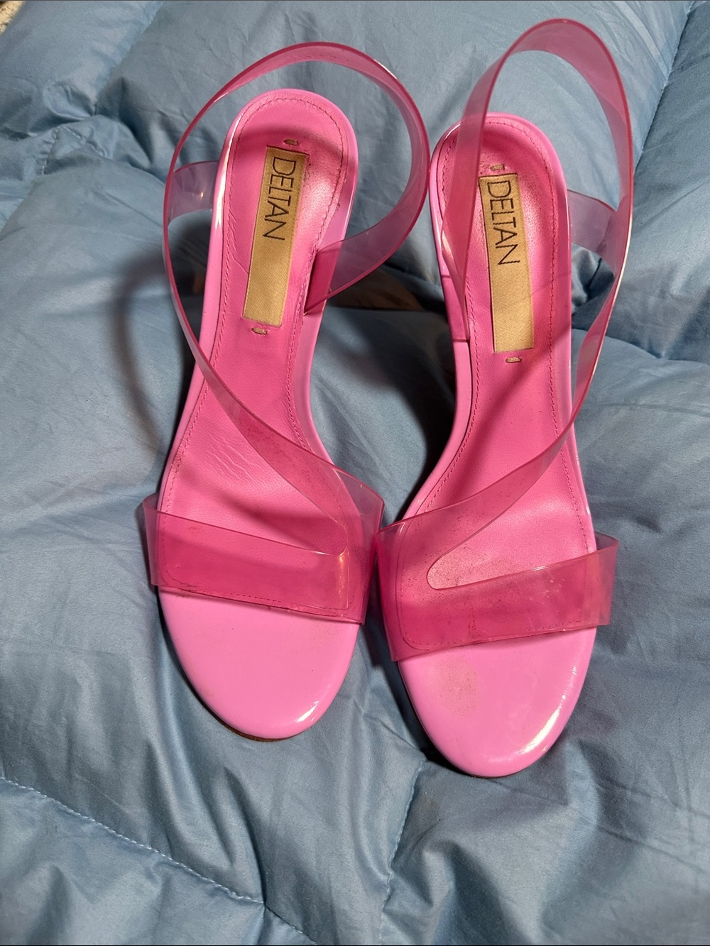 DEITAN Pink Clear-Strap Heeled Sandals